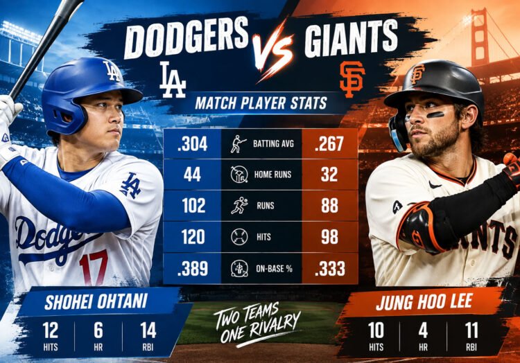 Dodgers vs. San Francisco Giants match player stats