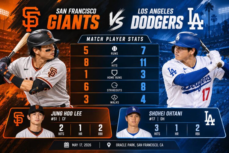 san francisco giants vs dodgers match player stats